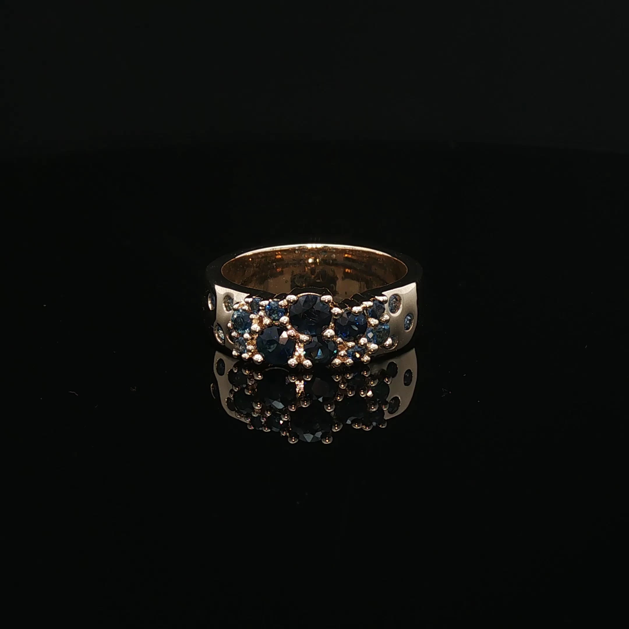 Astra - Deep Blue Sapphire Multi-Stone Ring in Rose Gold