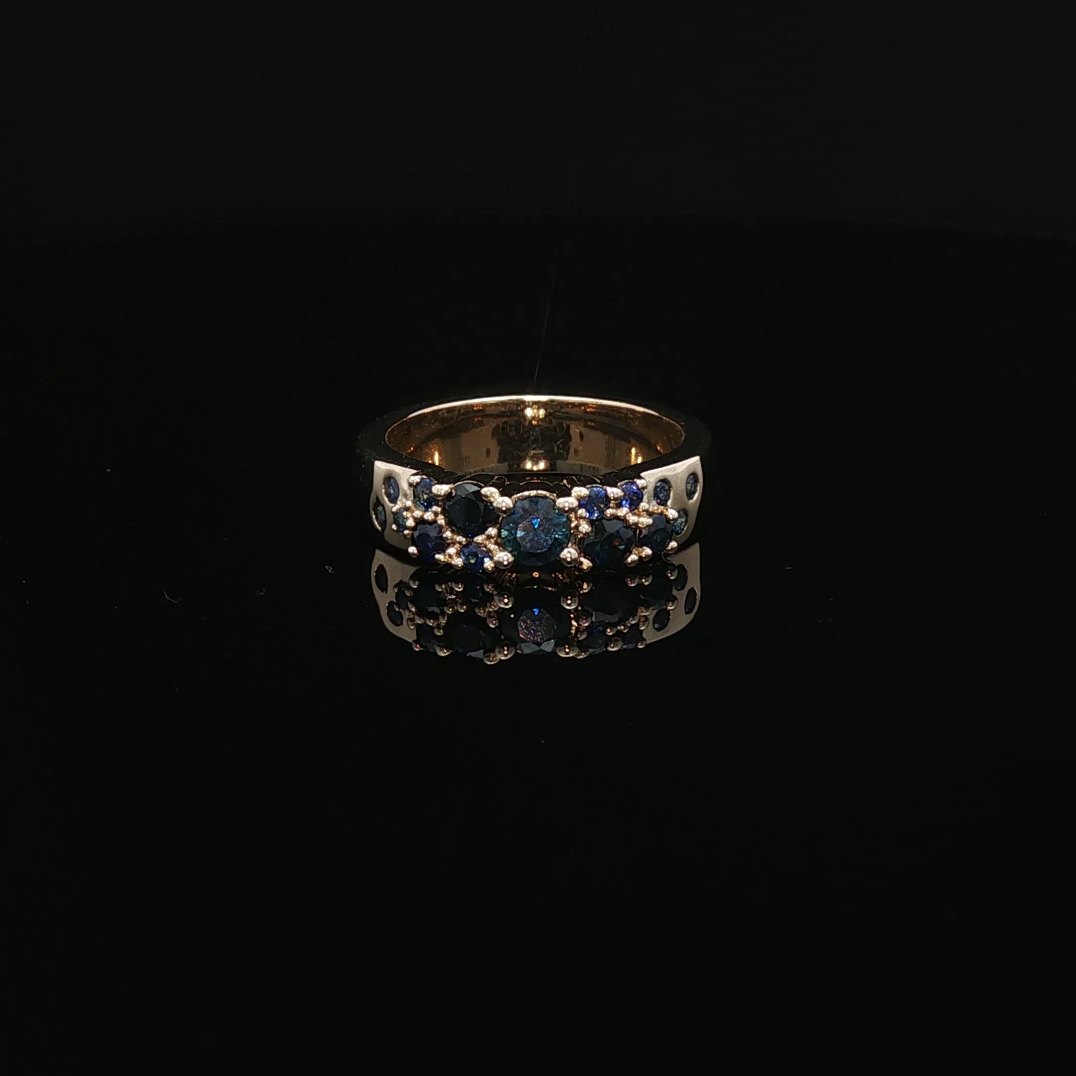 Azura - Yellow Gold Scattered Royal Blue Sapphire Ring