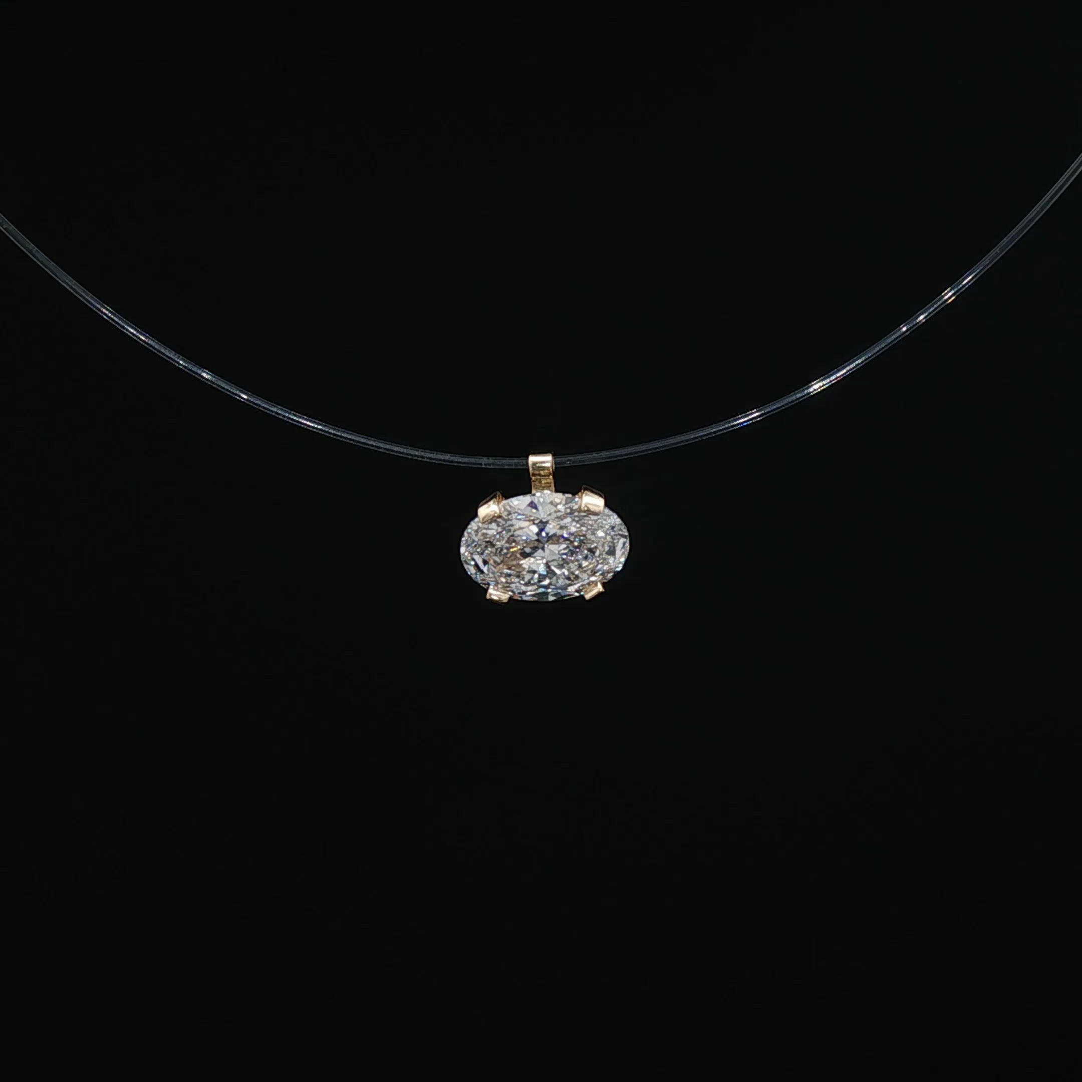 East-West Oval Diamond Choker Necklace in Yellow Gold