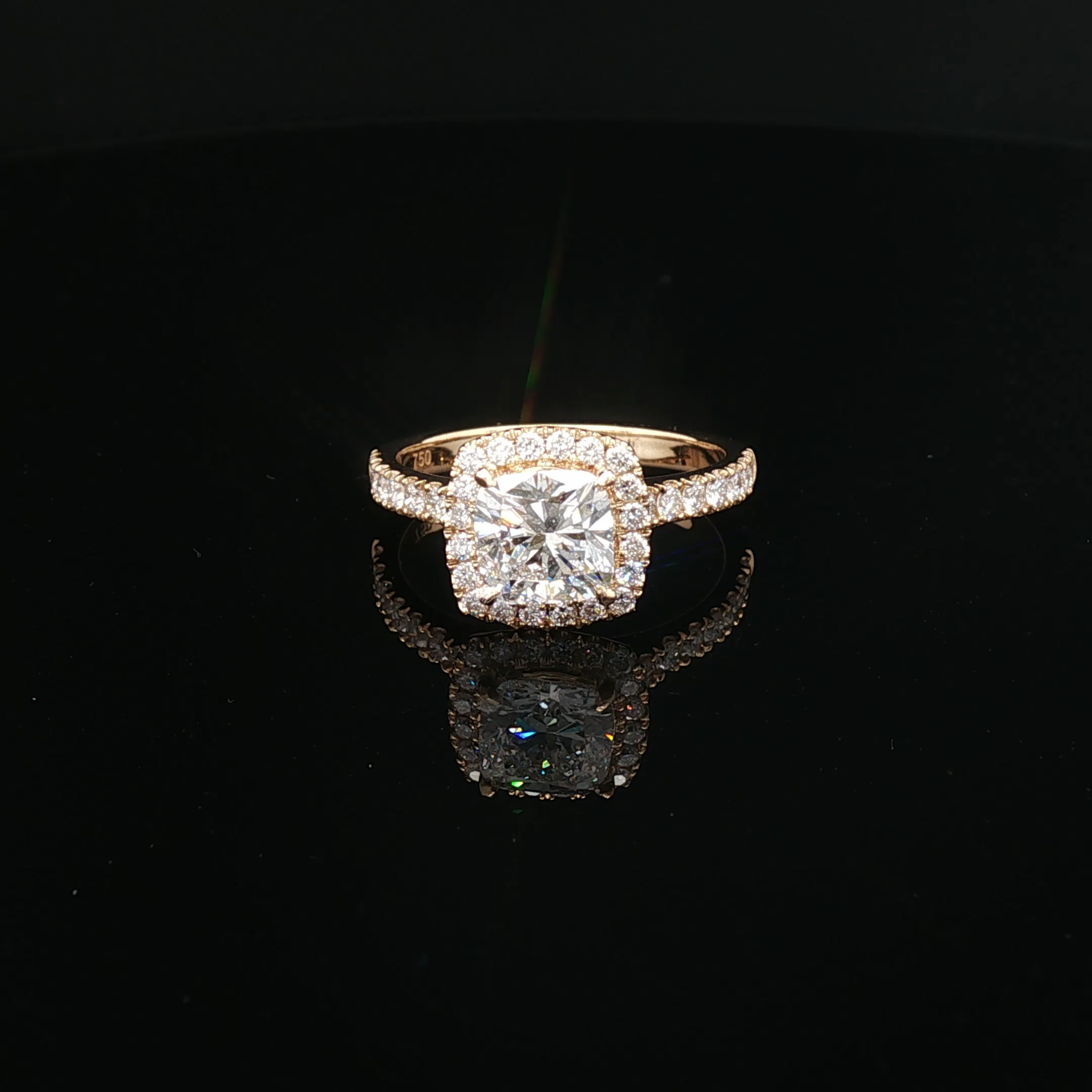 Malaga - Cushion Cut Diamond Halo Engagement Ring